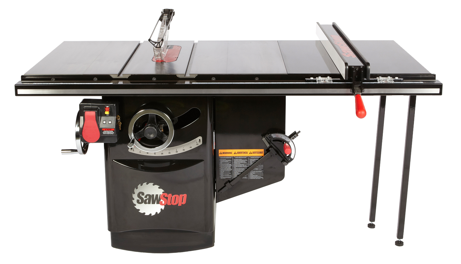 SawStop 5HP, 1ph, 230v 60Hz. Industrial Cabinet Saw with 36” Industrial T-Glide fence system, rails & extension table