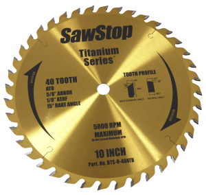 SawStop Titanium Series Premium Woodworking Blade - 40 Tooth