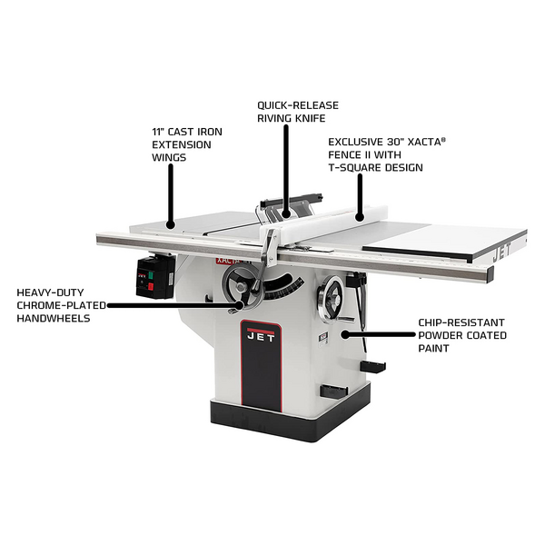Jet DELUXE XACTA® SAW 3HP, 1Ph, 30" Rip - Image 4
