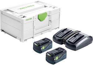 Festool 577079 Dual 5.0Ah Batteries and TCL 6 DUO Charger Energy Set Systainer