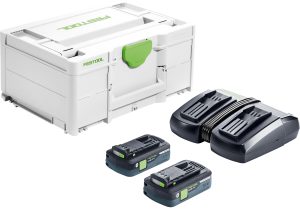 Festool 577108 Dual 4.0Ah Batteries and TCL 6 DUO Charger Energy Set Systainer