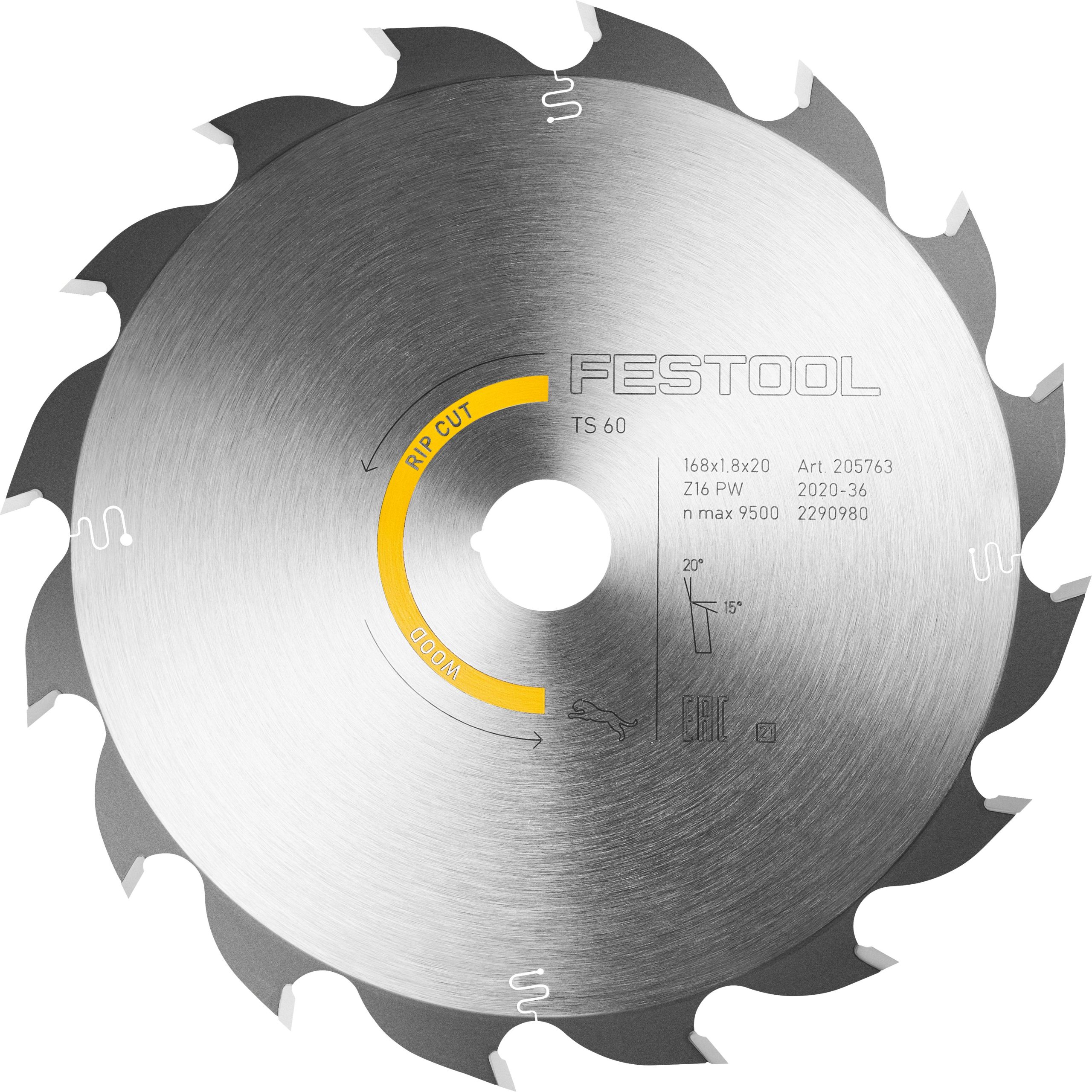 Festool Saw Blade Wood Rip Cut, 16 Teeth, For TS 60