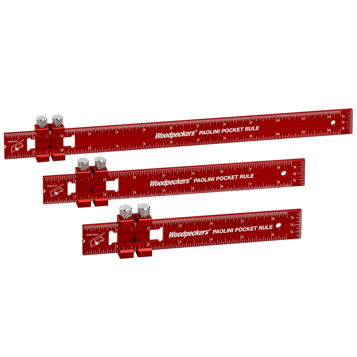 Woodpeckers Paolini Pocket Rule - 8" Aluminum - Image 2