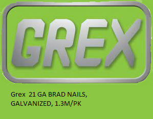 Grex  21 GA BRAD NAILS, GALVANIZED, 1.3M/PK