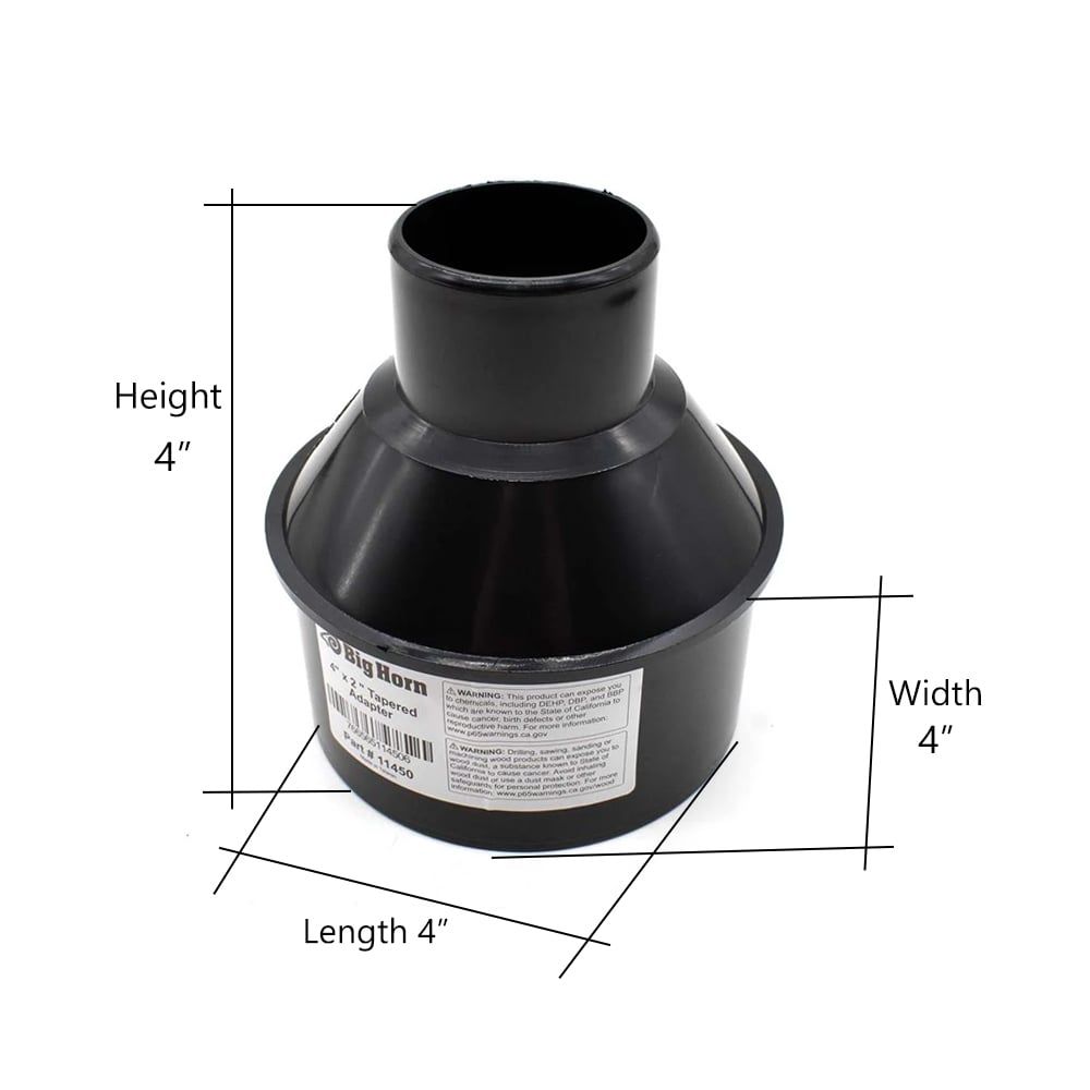 Big Horn 11450 4 Inch x 2 Inch Reducer For Wood Shop Dust Collection - Image 2