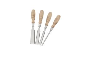 Blue Spruce 4 piece set of Optima bench chisels with curly maple handles