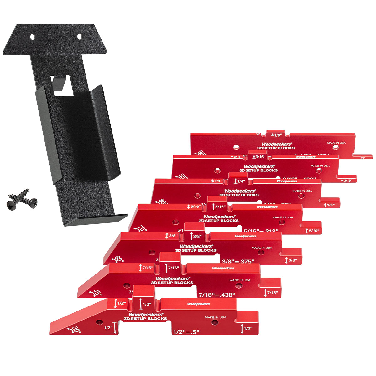 Woodpeckers 3D Setup Blocks - 7 Piece Set with Rack-It - Image 13