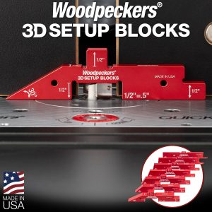 Woodpeckers 3D Setup Blocks - 7 Piece Set with Rack-It
