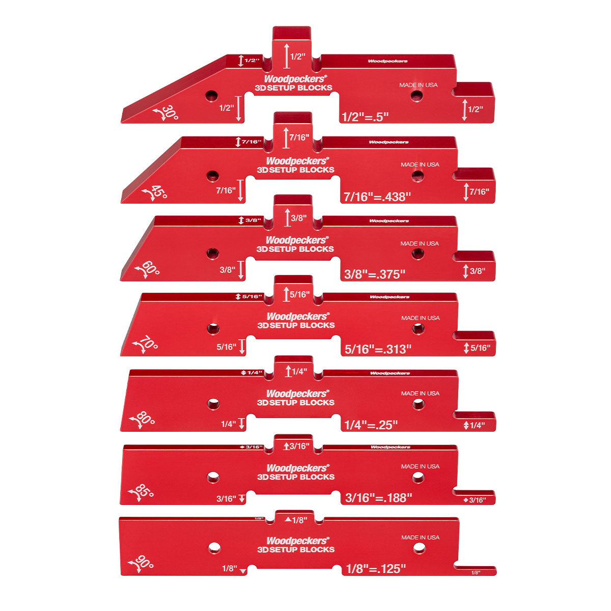 Woodpeckers 3D Setup Blocks - 7 Piece Set with Rack-It - Image 11