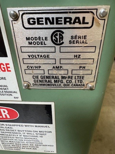 Used General Model 260 12" VS wood lathe with 4" headstock & tailstock risers 1 hp - 230 volt - Image 8