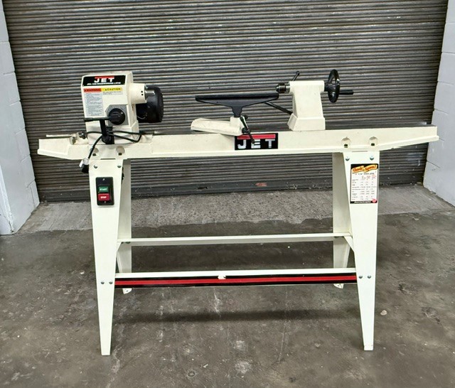 Used Jet JWL-1236 12" x 36" wood lathe with stand and misc turning tools & chucks