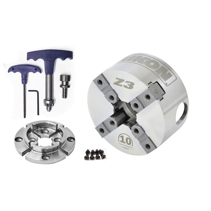 Rikon 71-105: Z3 Chuck, 50mm Jaw, Woodscrew and Chuck Key-Insert Type