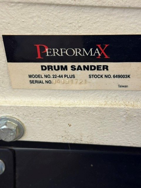 "Used" Jet/Performax 22-44 drum sander with stand and in/outfeed tables - Image 11