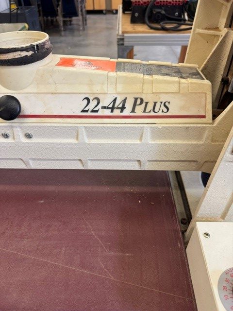 "Used" Jet/Performax 22-44 drum sander with stand and in/outfeed tables - Image 4