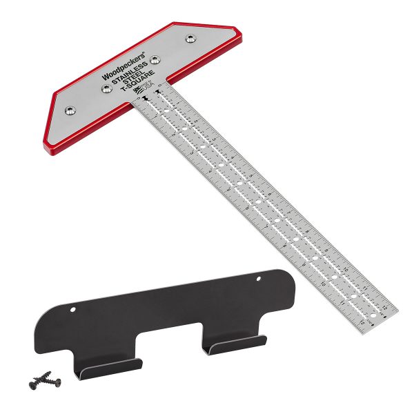 Woodpeckers 12" Stainless Steel Blade T-Square With Rack-It