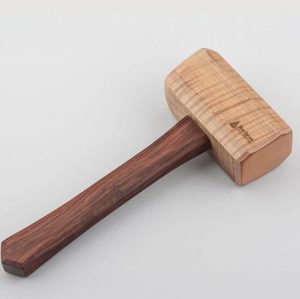 Blue Spruce large rectangular mallet 9-1/2" Bolivian rosewood handle with 22-24 oz. curly maple head w/leather face