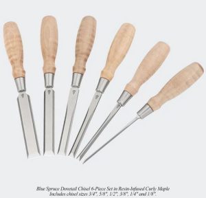 Blue Spruce 1/4" dovetail chisel - curly maple handle