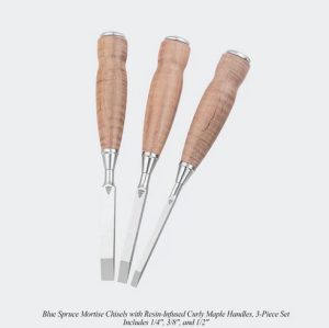 Blue Spruce mortise chisel - curly maple handle