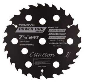 Tenryu Power Tool Saw Blade, 7-1/4" Dia, 24T, 0.070" Kerf, 5/8"KO Arbor