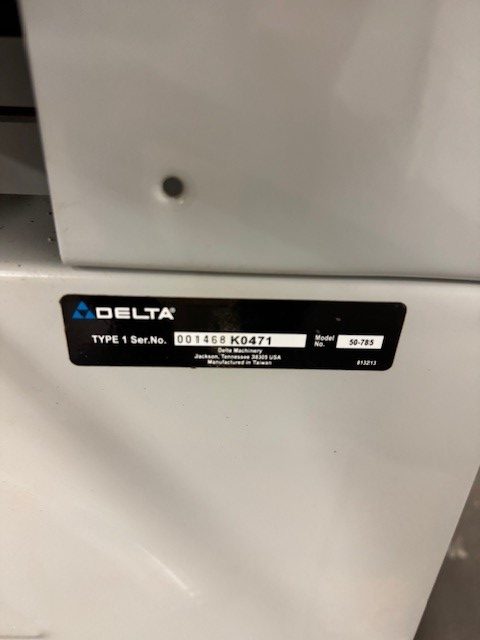 Used Delta X5 3hp 15" planer with straight knife cutterhead, stand with folding tables and mobile base - Image 6