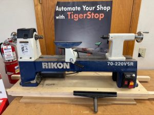 Used Rikon #70-220VSR 1 hp 12" x 20" variable speed wood lathe