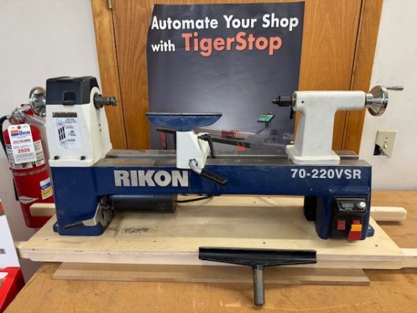 Used Rikon #70-220VSR 1 hp 12" x 20" variable speed wood lathe