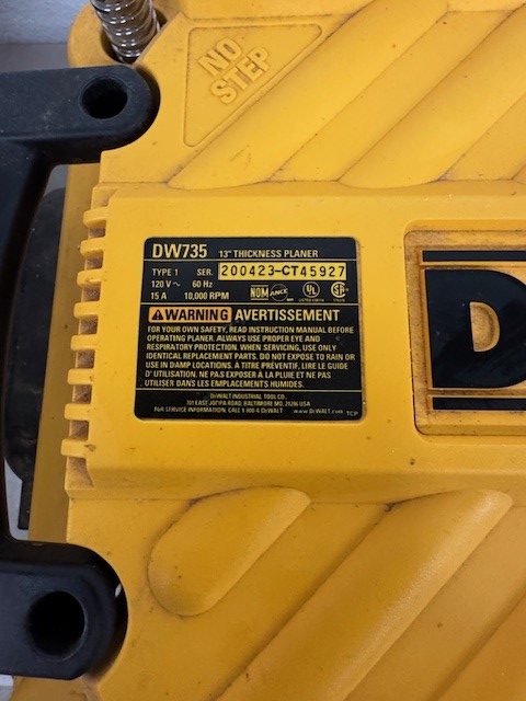 Used Dewalt DW735 13" benchtop planer - Image 2