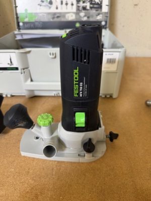 Used Festool MFK700EQ trim router set with horizontal & vertical bases