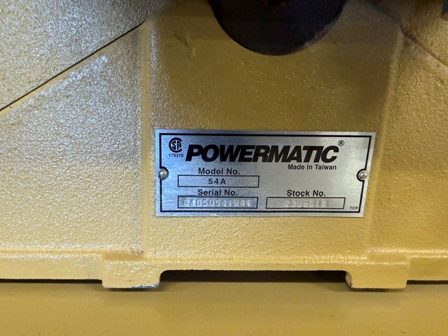 Used Powermatic #54A 6" long bad jointer with straight knife head and mobile base - Image 4