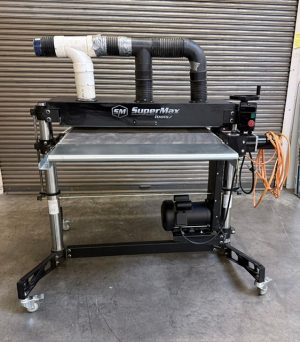Used Supermax 37X2 37" dual drum sander 5 hp - 230 volt with casters
