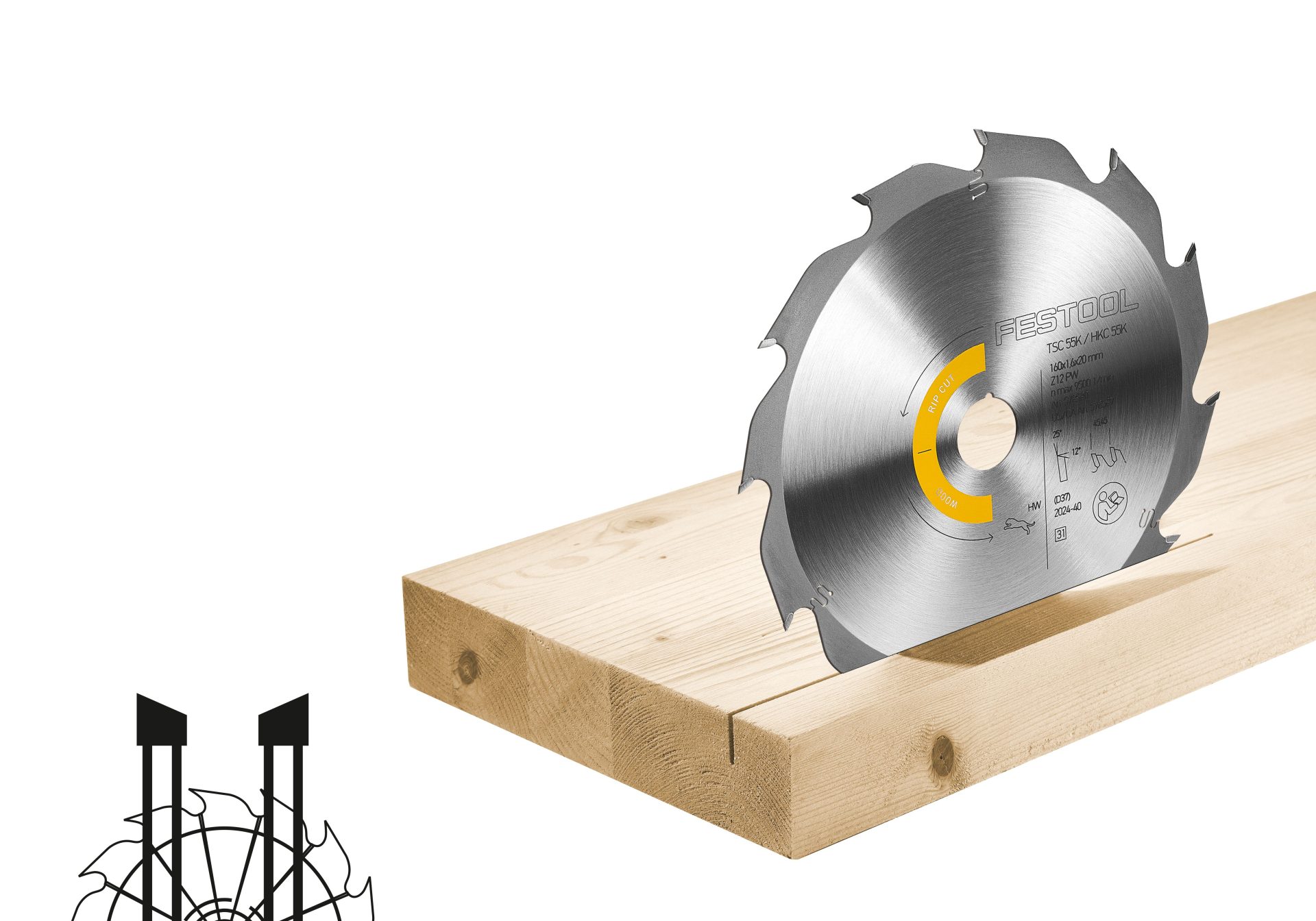 Festool Wood Rip Cut Saw Blade HW 160x1,6x20 PW12 - Image 2